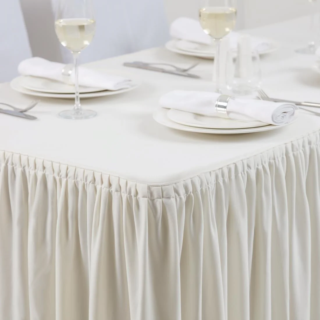 Table Top Cream Cover & Skirting - Plisse Style - Image 2