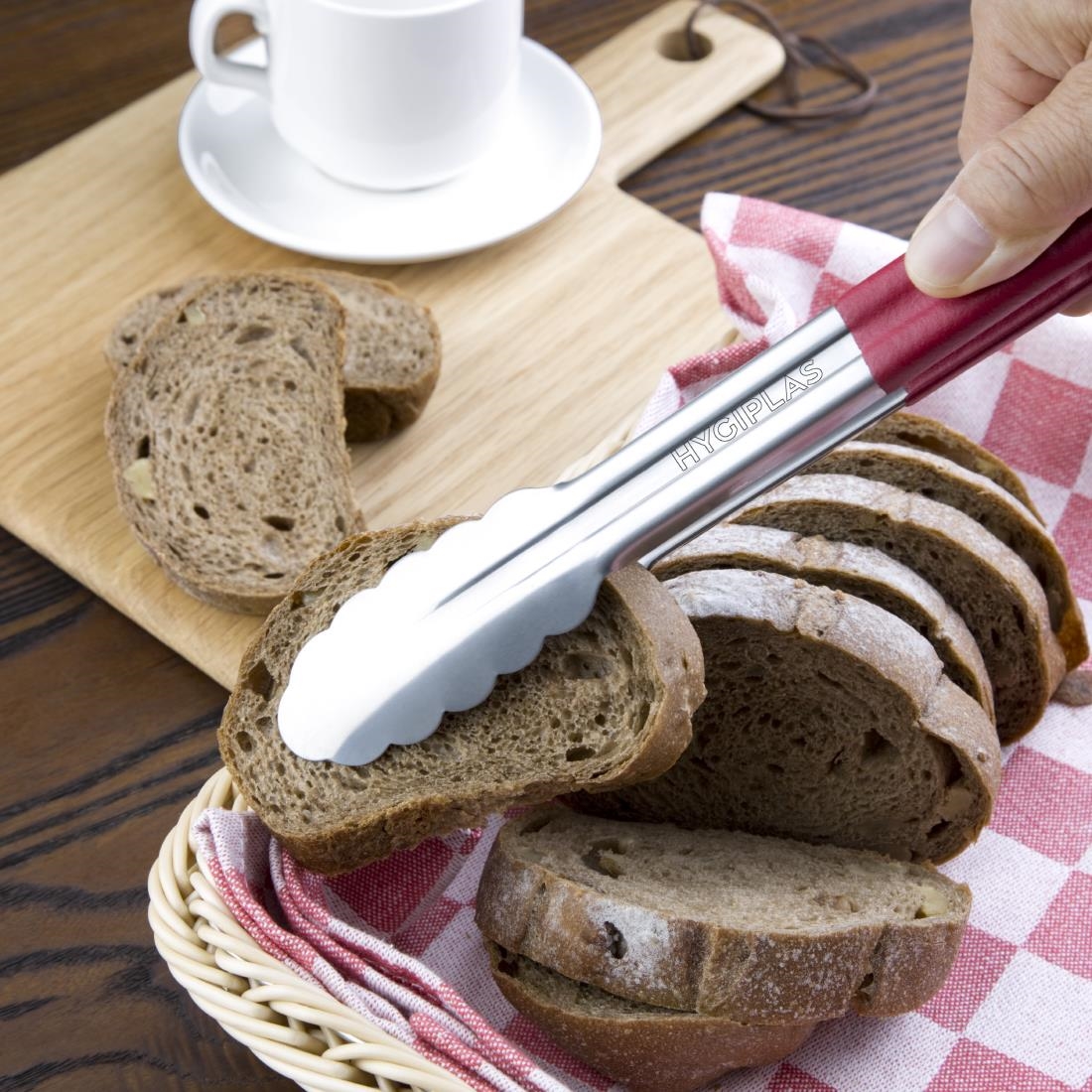 Vogue Colour Coded Red Serving Tongs 11"