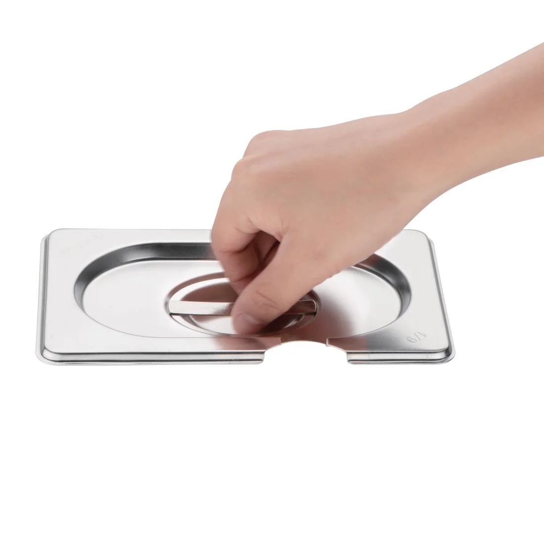 Vogue Stainless Steel 1/9 Gastronorm Notched Lid - Image 4