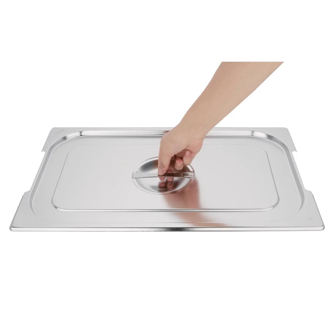 Vogue Stainless Steel 1/1 Gastronorm Handled Pan Lid - Image 3