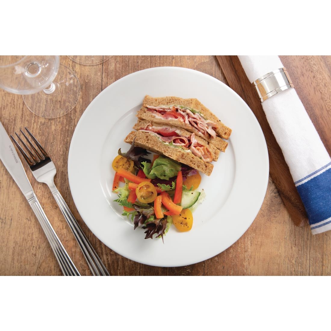 Olympia Whiteware Wide Rimmed Plates 230mm