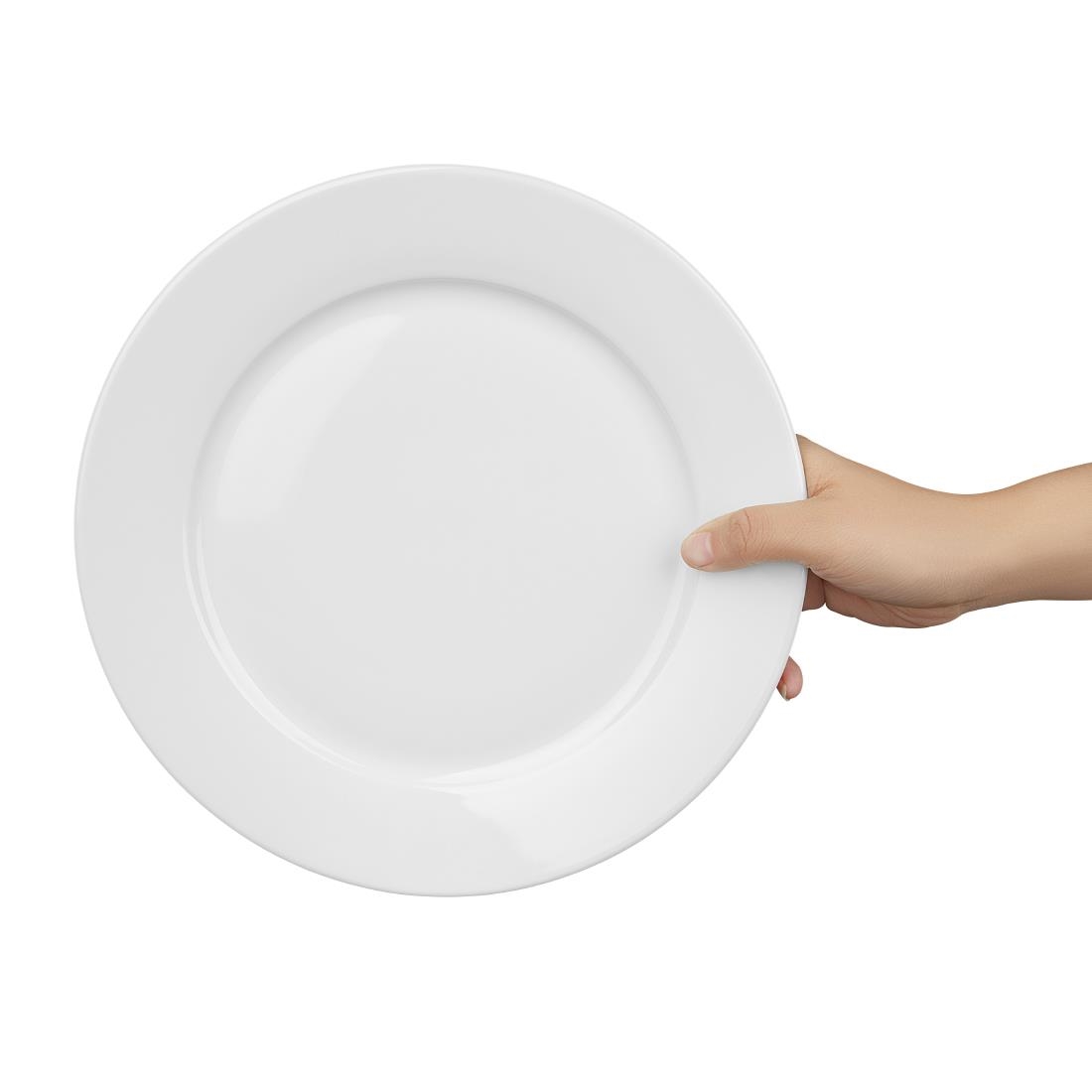 Olympia Whiteware Wide Rimmed Plates 250mm