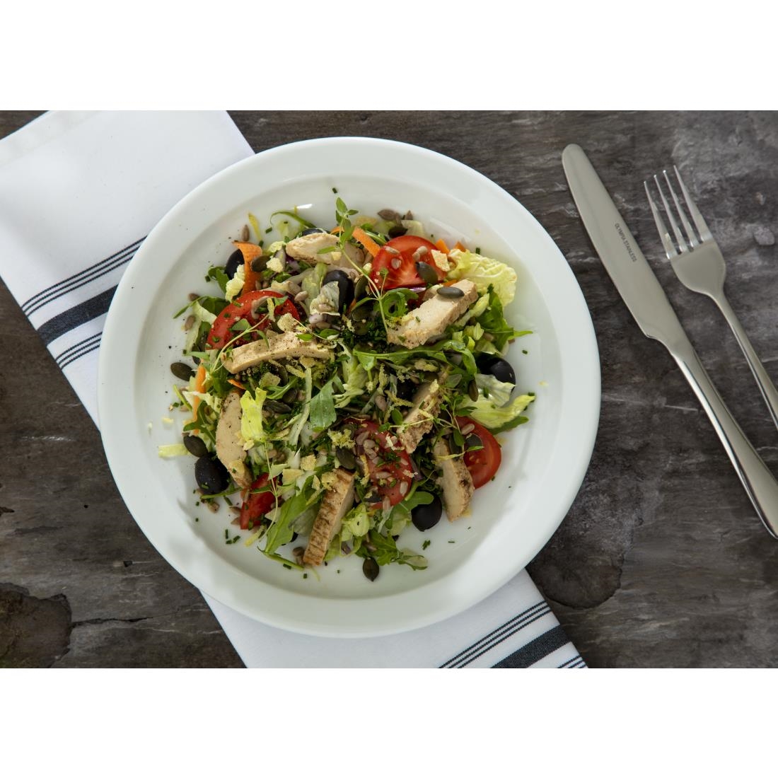 Olympia Whiteware Narrow Rimmed Plates 250mm