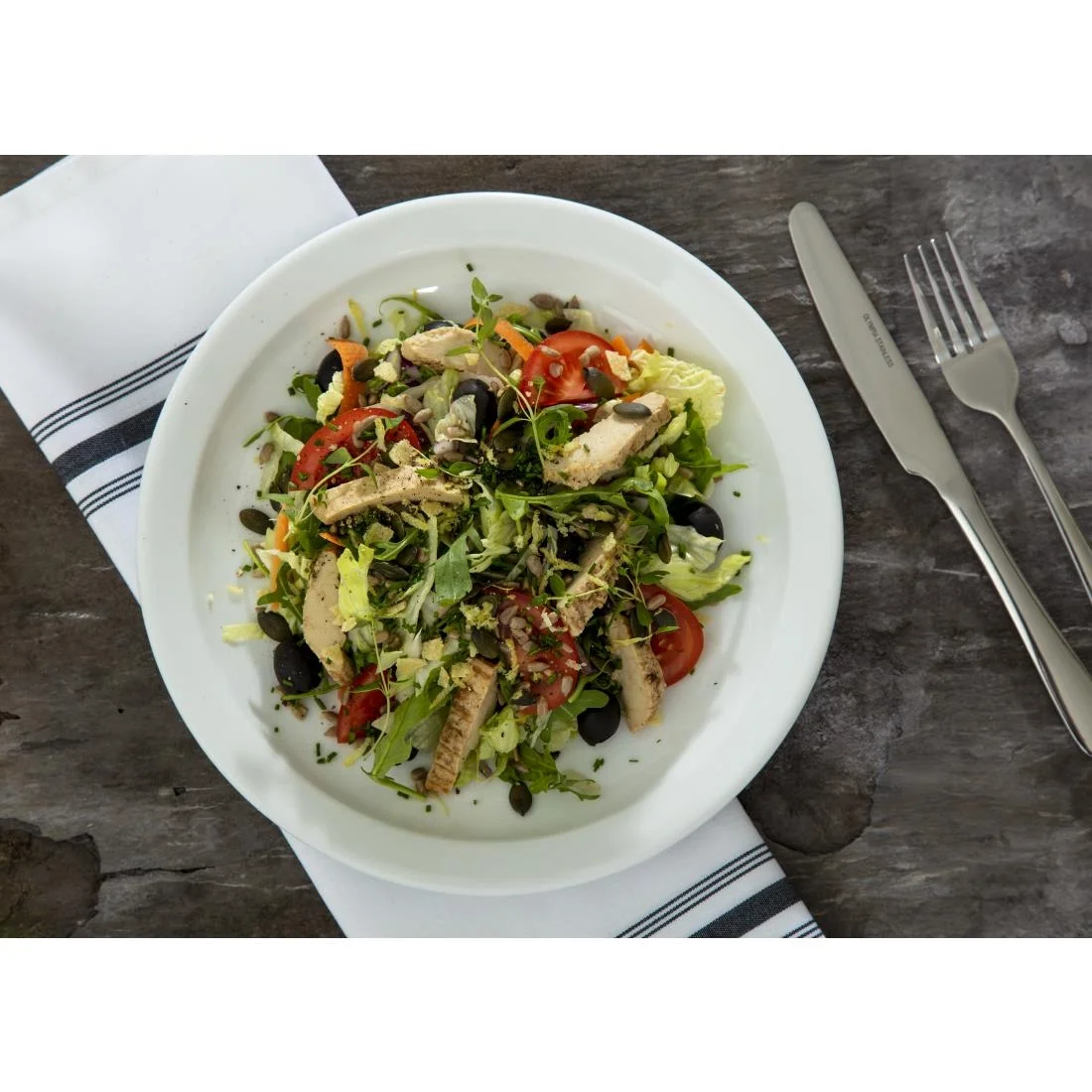 Olympia Whiteware Narrow Rimmed Plates 250mm - Image 7