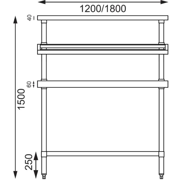 Vogue Stainless Steel Prep Station with Gantry