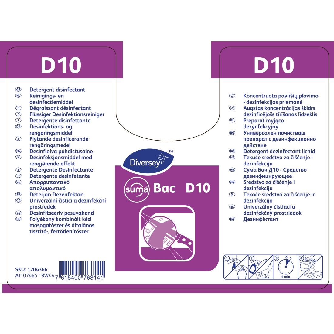 Divermite D10 Cleaner Disinfectant Refill Bottles 750ml (Pack of 2)