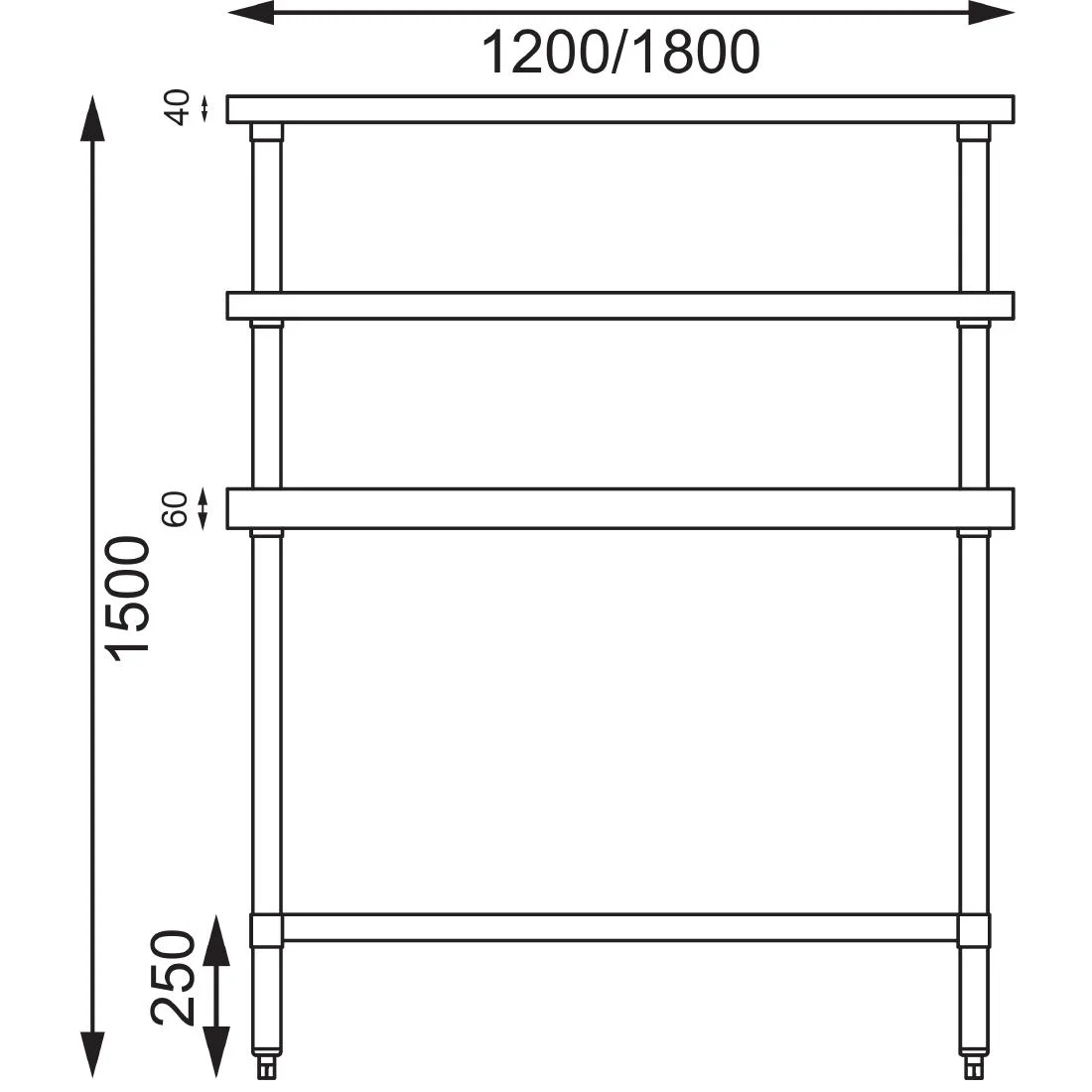 Vogue Stainless Steel Prep Station 1200x600mm - Image 8