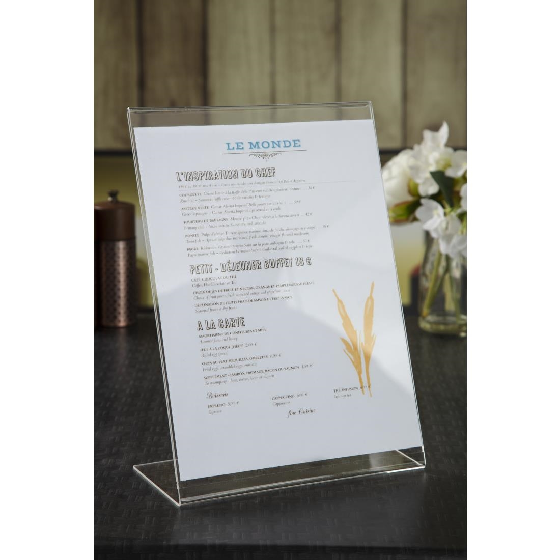 Slanted Acrylic Menu Holder