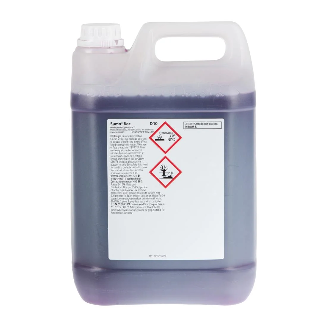 Suma Bac D10 Cleaner and Sanitiser 5 Litre (Pack of 2) - Image 4