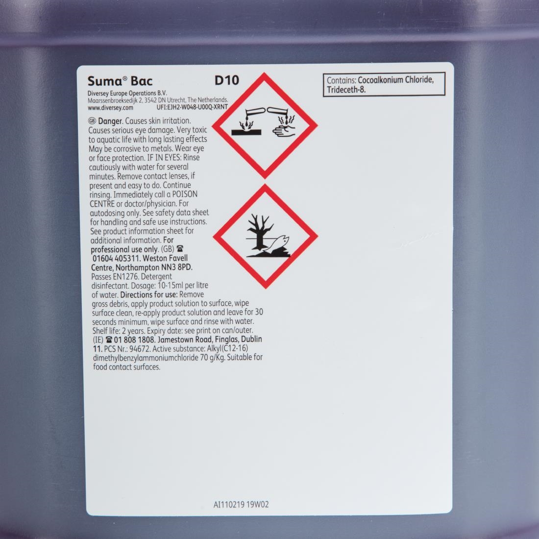 Suma Bac D10 Cleaner and Sanitiser 5 Litre (Pack of 2)