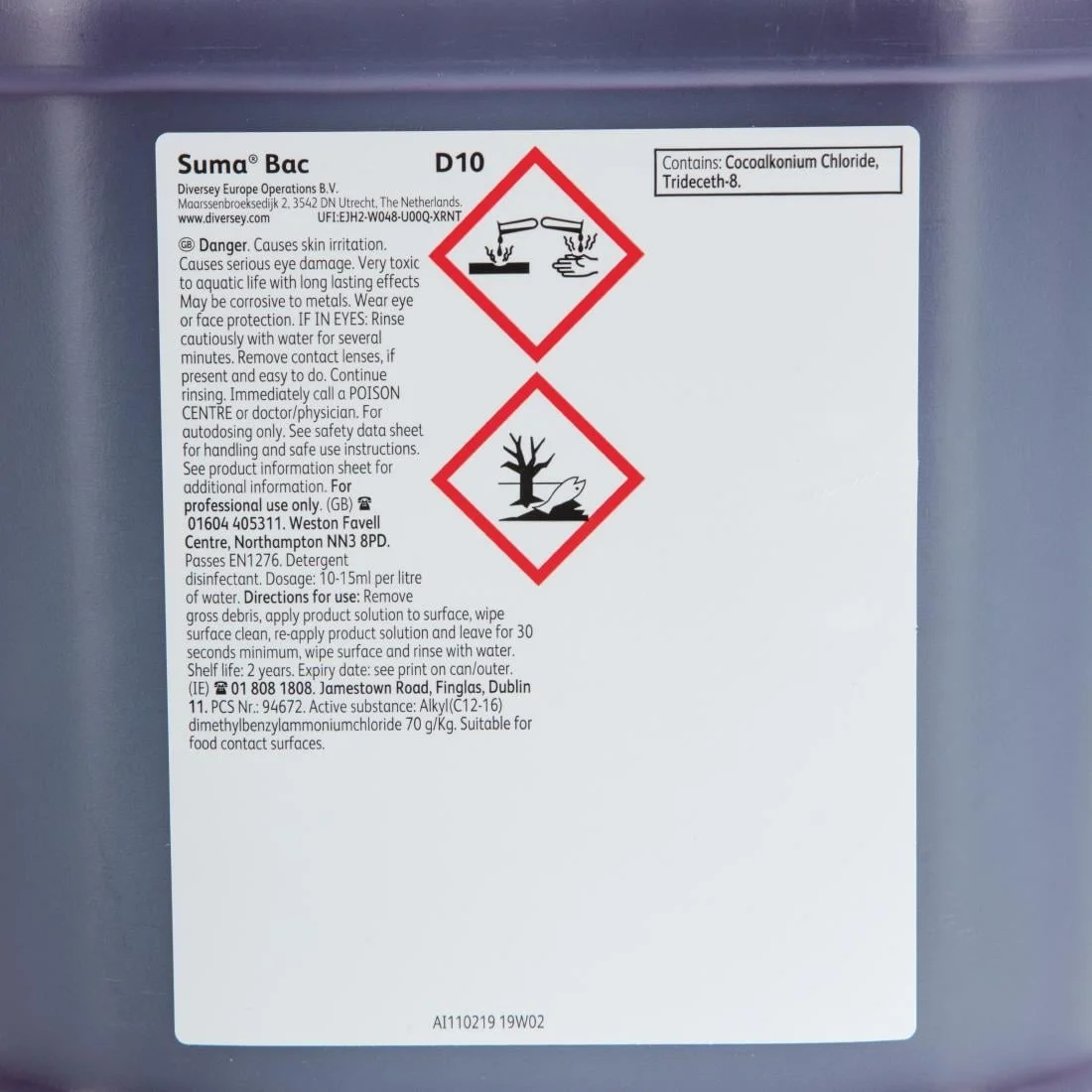 Suma Bac D10 Cleaner and Sanitiser 5 Litre (Pack of 2) - Image 8