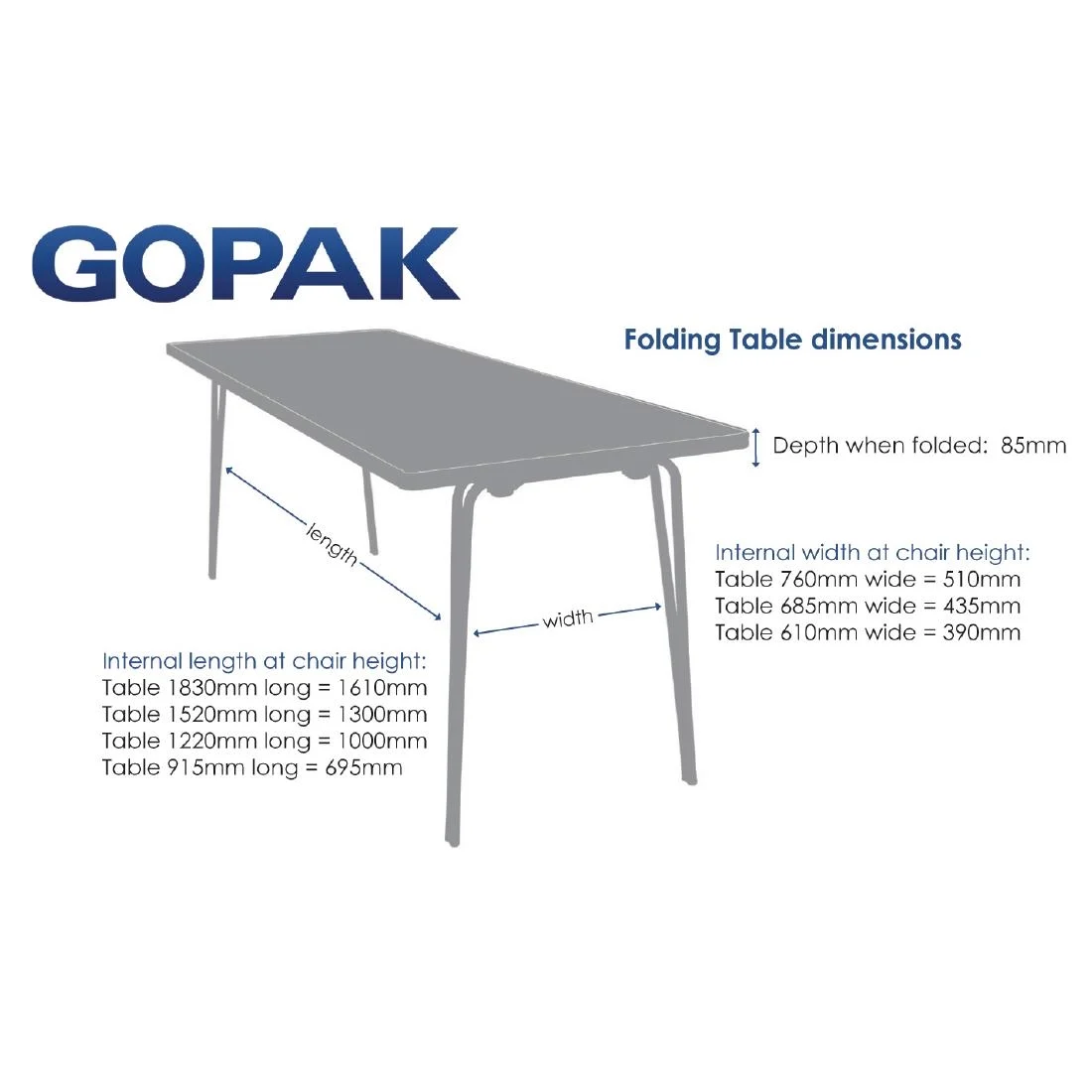 Gopak Contour Folding Table Blue 4ft