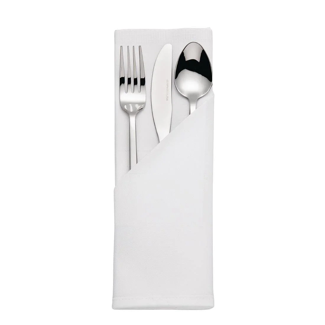 Mitre Luxury Satin Band Napkins Cotton White (10 Pack) - Image 1