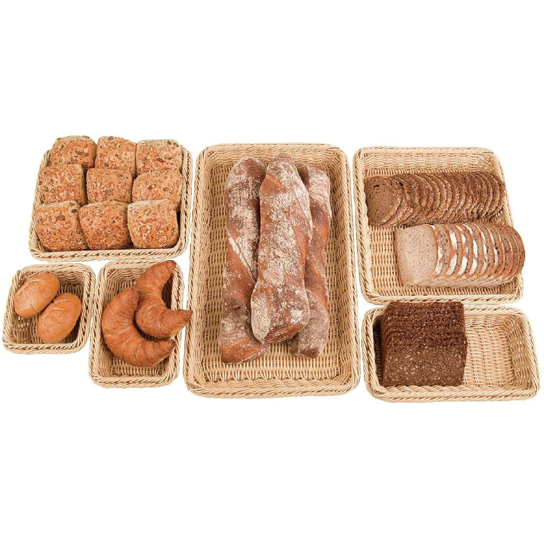 Polypropylene Natural Rattan Basket 1/3 GN - Image 4