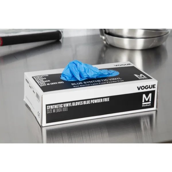 Vogue Vinyl Food Prep Gloves Blue Powder Free Medium