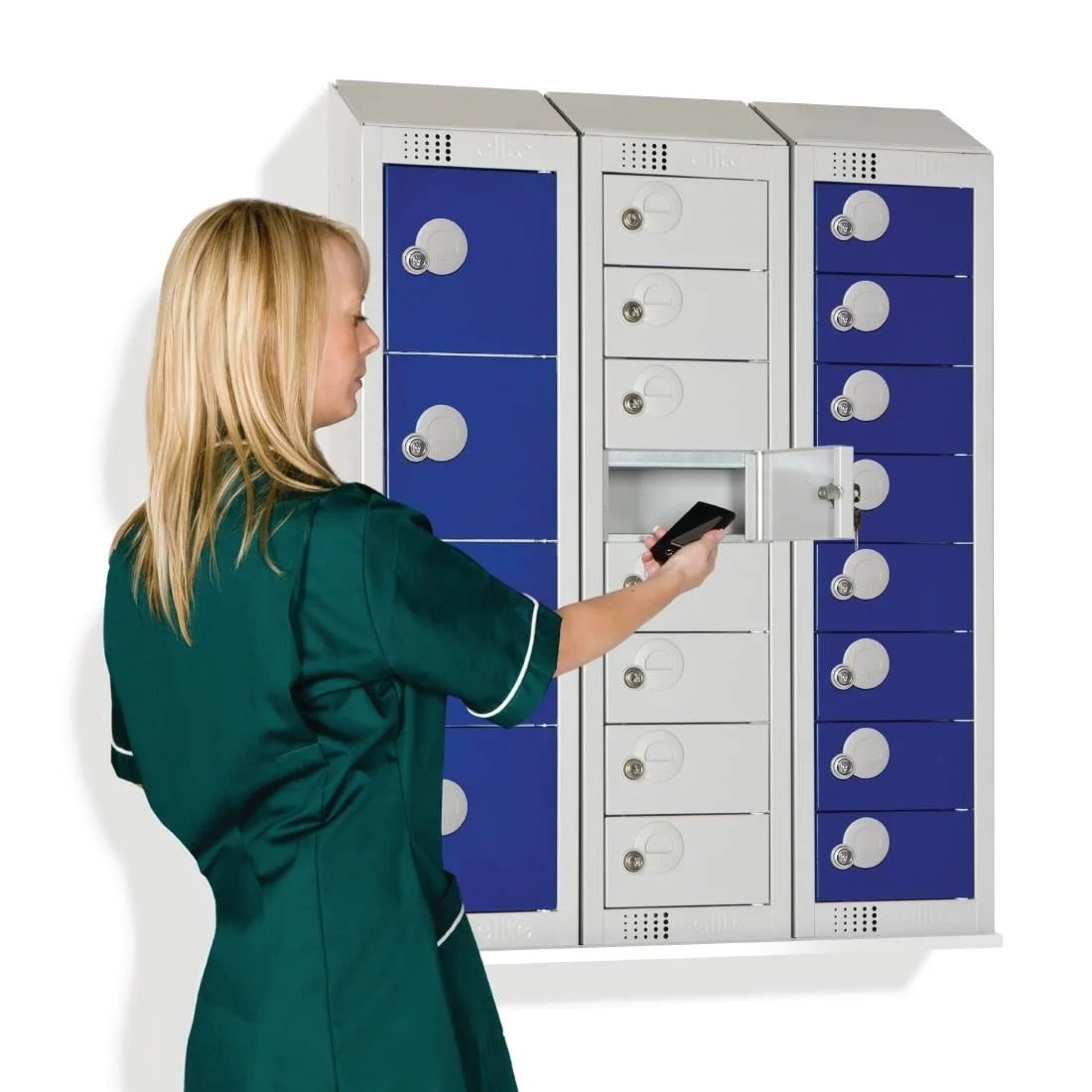 Elite Personal Effects Locker 8 Door Grey Camlock Sloping Top - Image 2