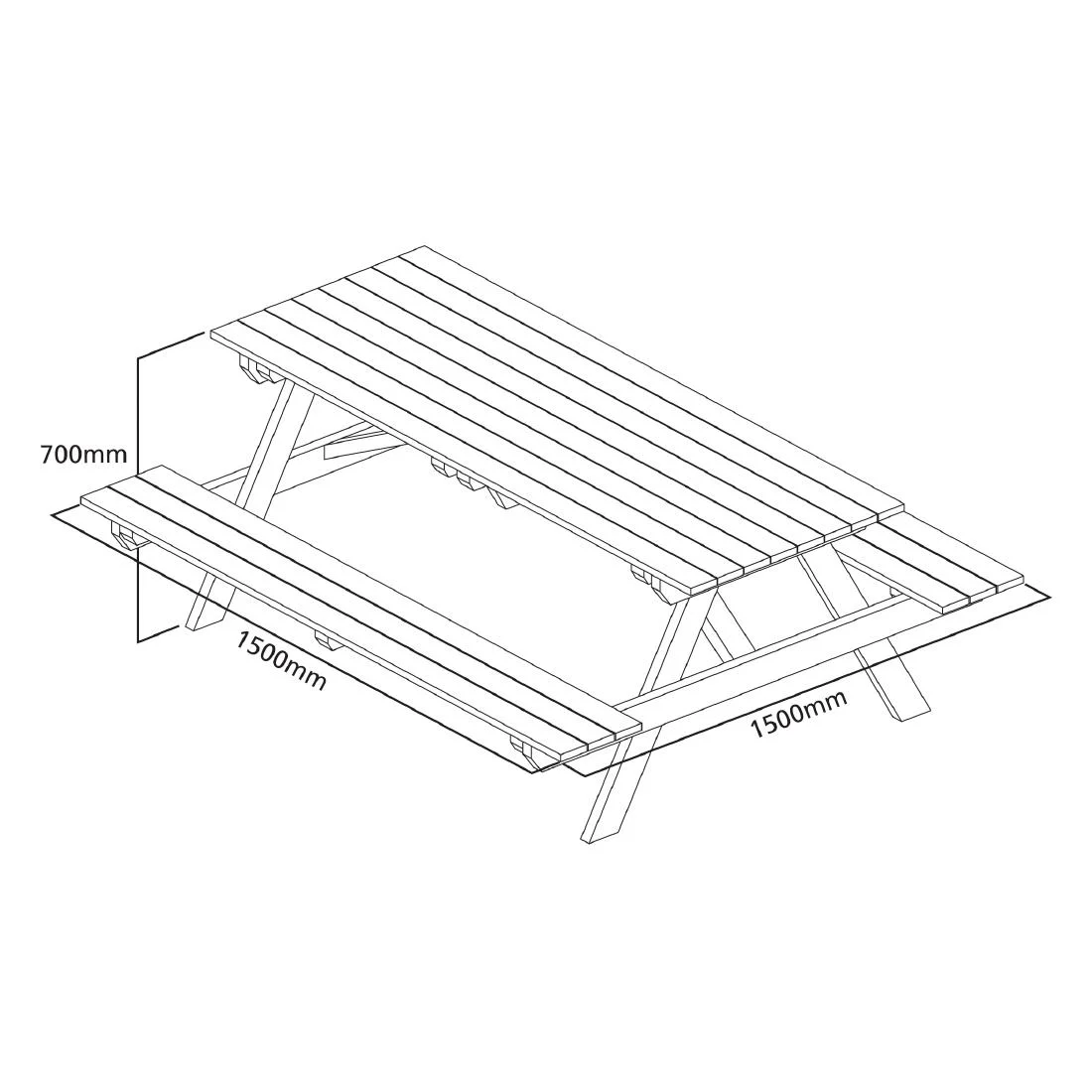 Rowlinson Wooden Picnic Bench 5ft - Image 2