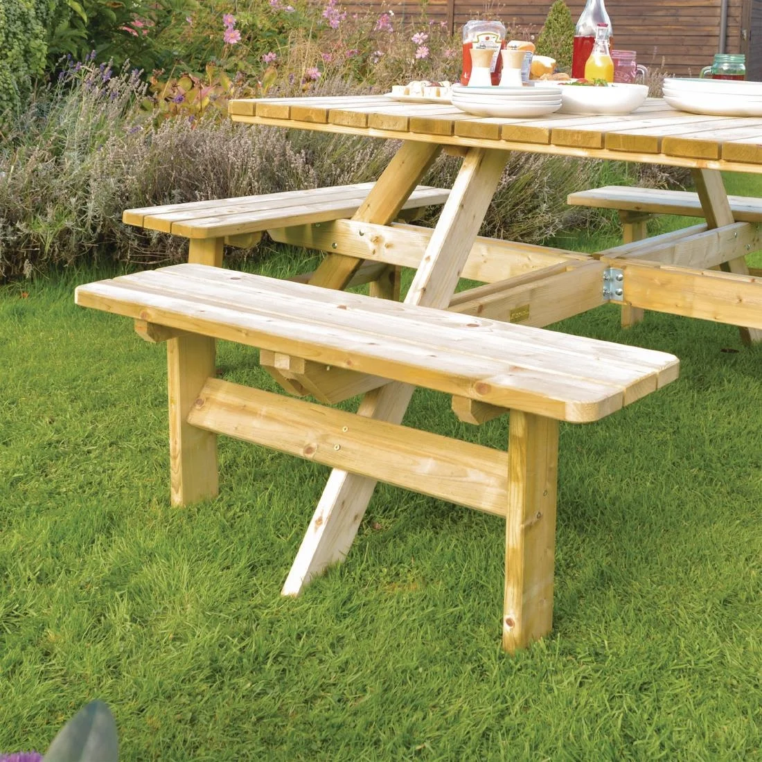 Rowlinson Square Wooden Picnic Table 6.5ft - Image 3