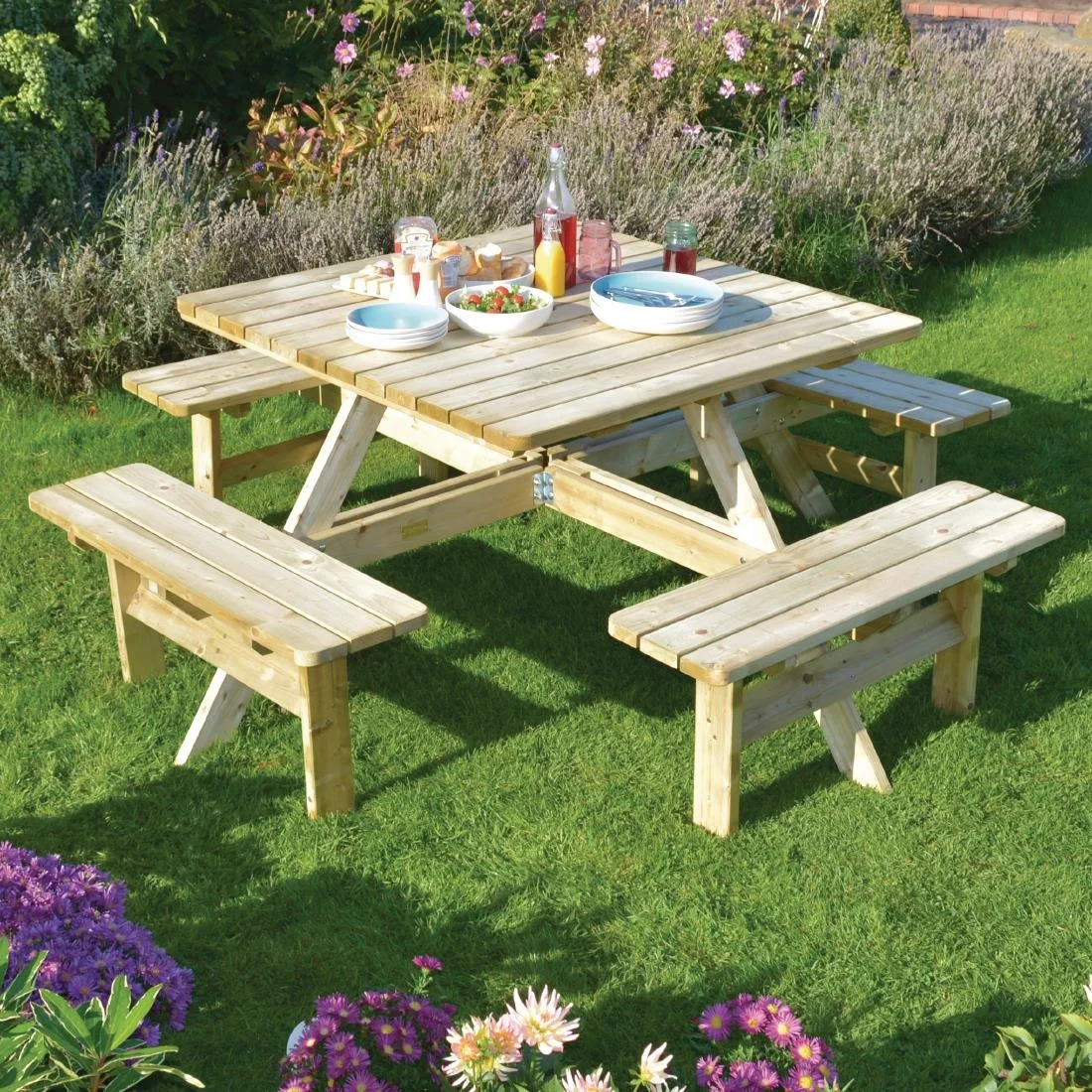 Rowlinson Square Wooden Picnic Table 6.5ft - Image 6
