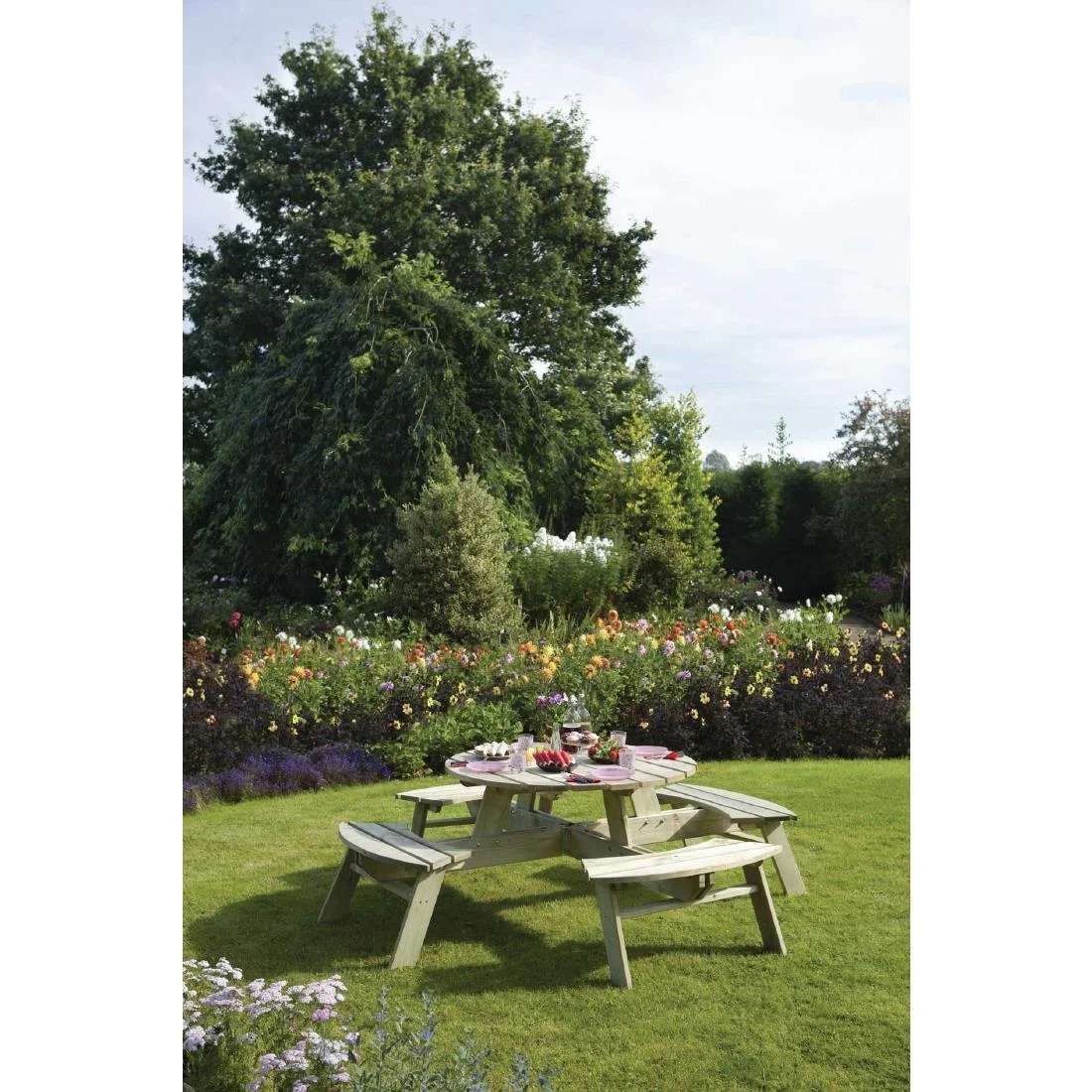 Rowlinson Round Wooden Picnic Table 6.5ft - Image 3