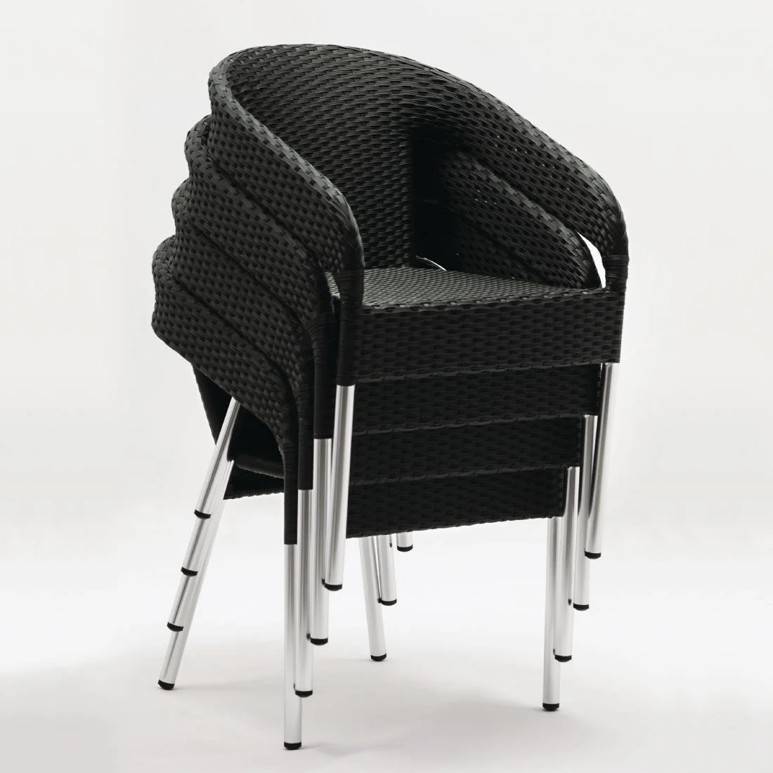 Bolero Wicker Wraparound Bistro Chairs Charcoal (Pack of 4) - Image 8