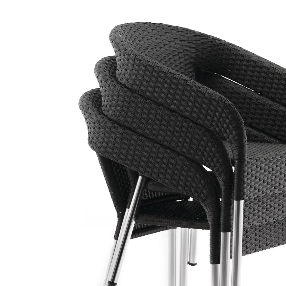 Bolero Wicker Wraparound Bistro Chairs Charcoal (Pack of 4) - Image 9