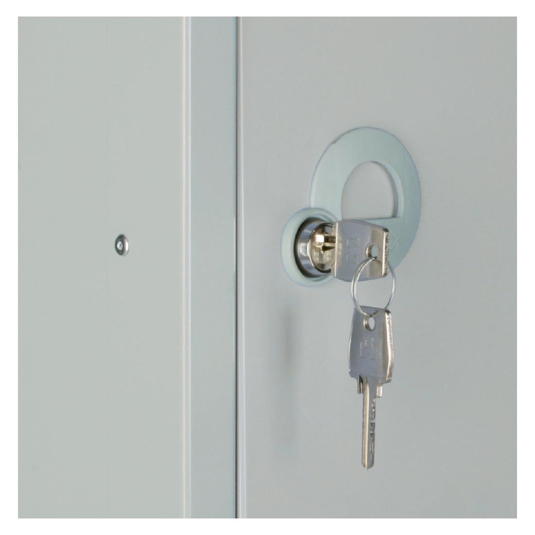 Elite Five Door Camlock Locker with Sloping Top Grey