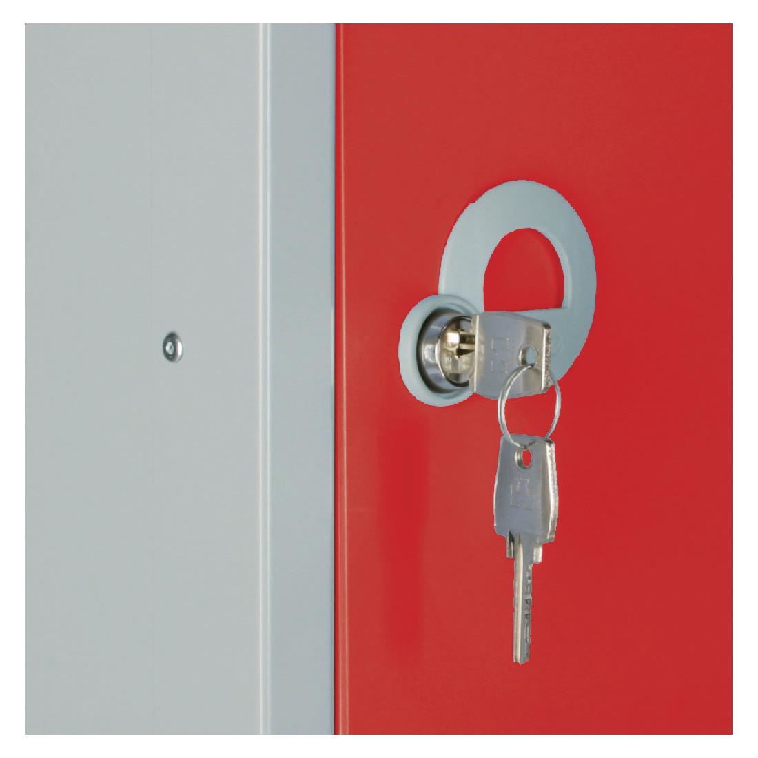 Elite Five Door Camlock Locker with Sloping Top Red