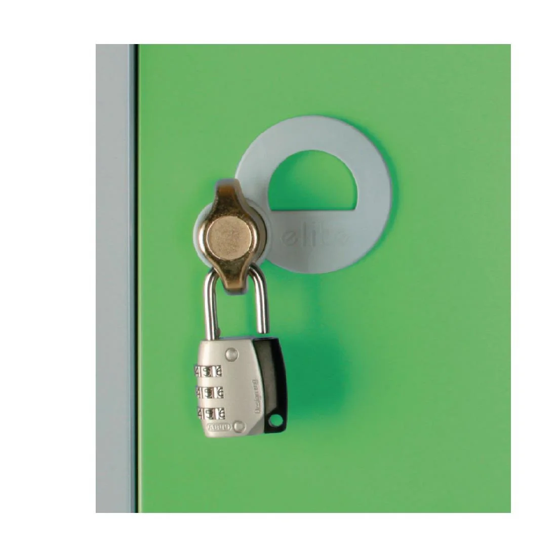 Elite Five Door Padlock Locker with Sloping Top Green - Image 2