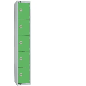 Elite Five Door Padlock Locker with Sloping Top Green