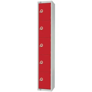 Elite Five Door Coin Return Locker Red