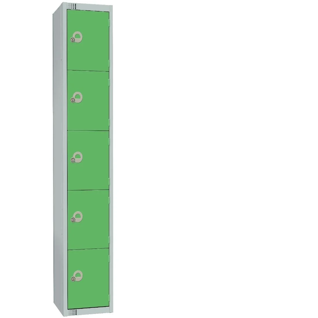 Elite Five Door Coin Return Locker with Sloping Top Green