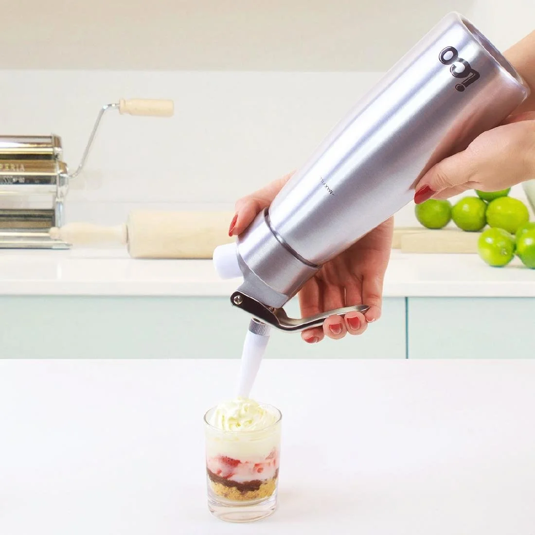 ICO Aluminium Whipped Cream Dispenser Silver 500ml - Image 6