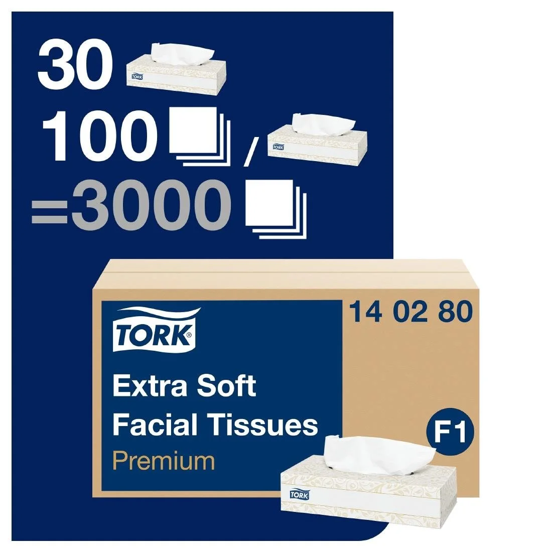 Tork Soft Facial Tissues White F1 (30 Pack) - Image 2