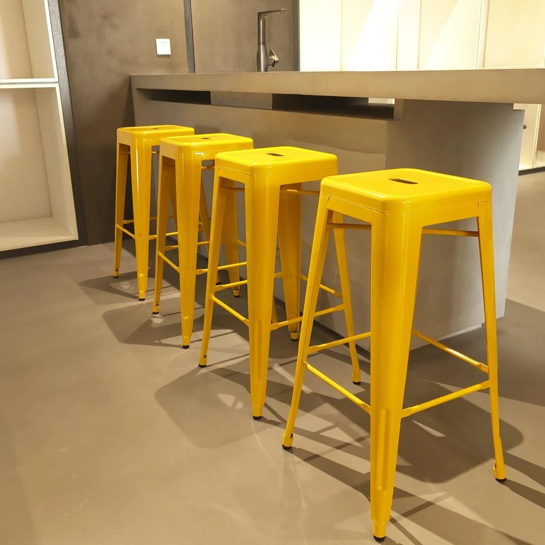 Bolero Bistro Yellow Steel High Stool (Pack of 4) - Image 6