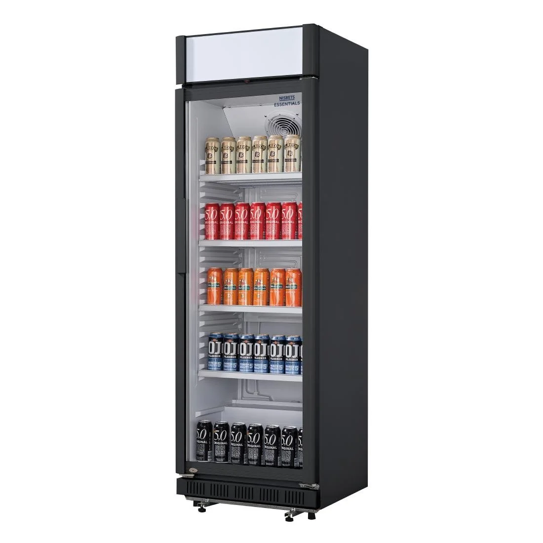 Nisbets Essentials Upright Display Cooler Black with Light Box - 354Ltr - Image 5