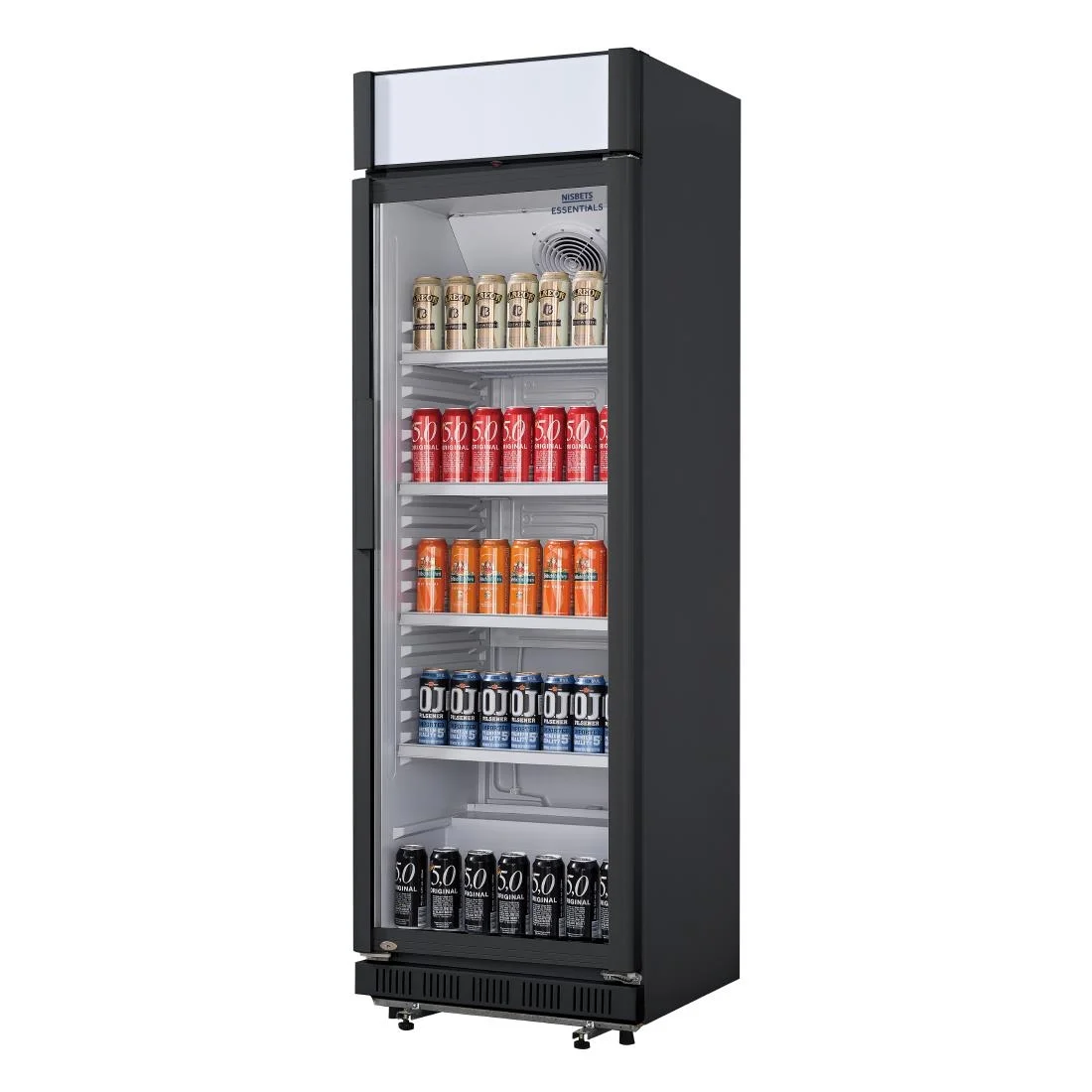 Nisbets Essentials Upright Display Cooler Black with Light Box - 354Ltr - Image 5