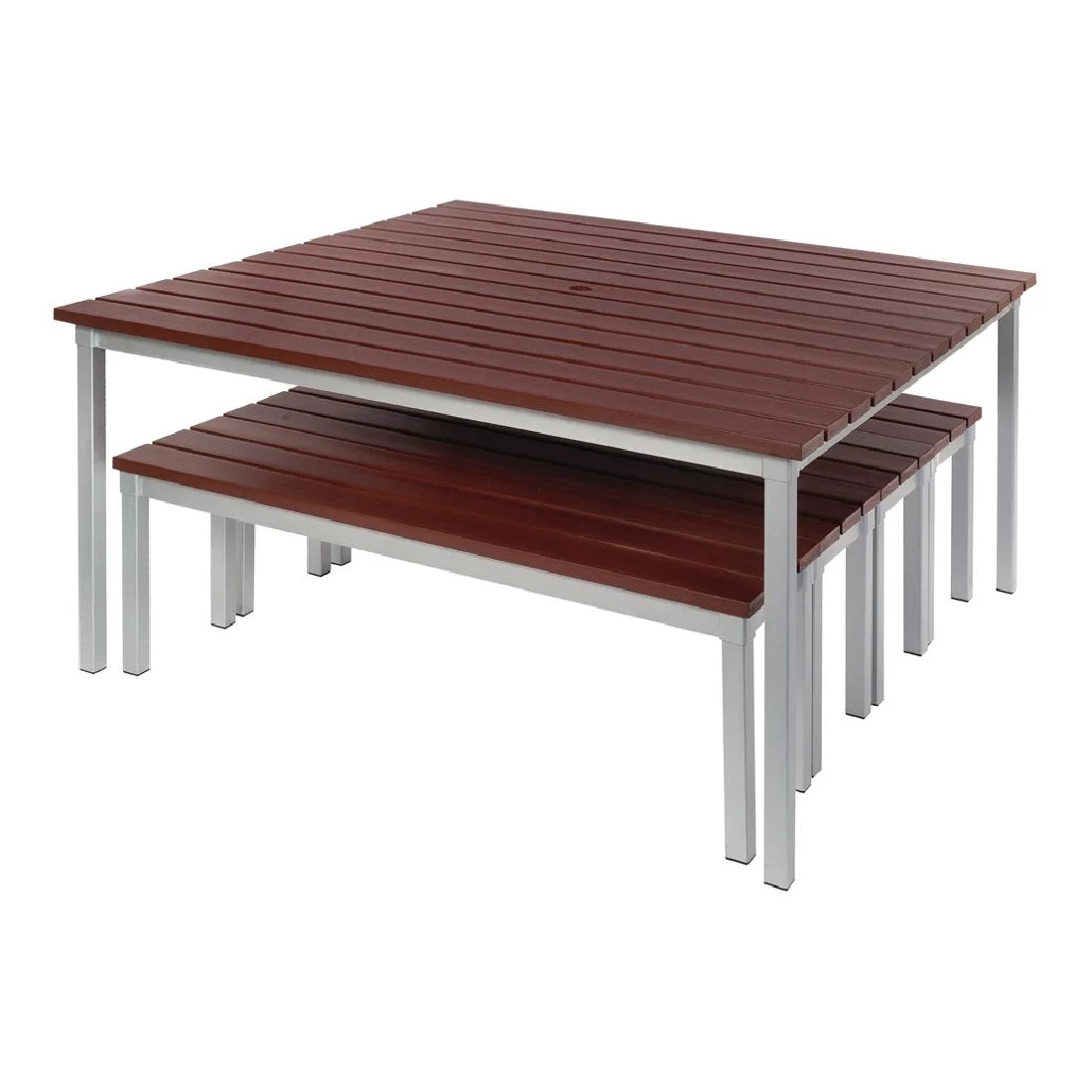 Enviro Square Outdoor Walnut Effect Faux Wood Table 1250mm - Image 4