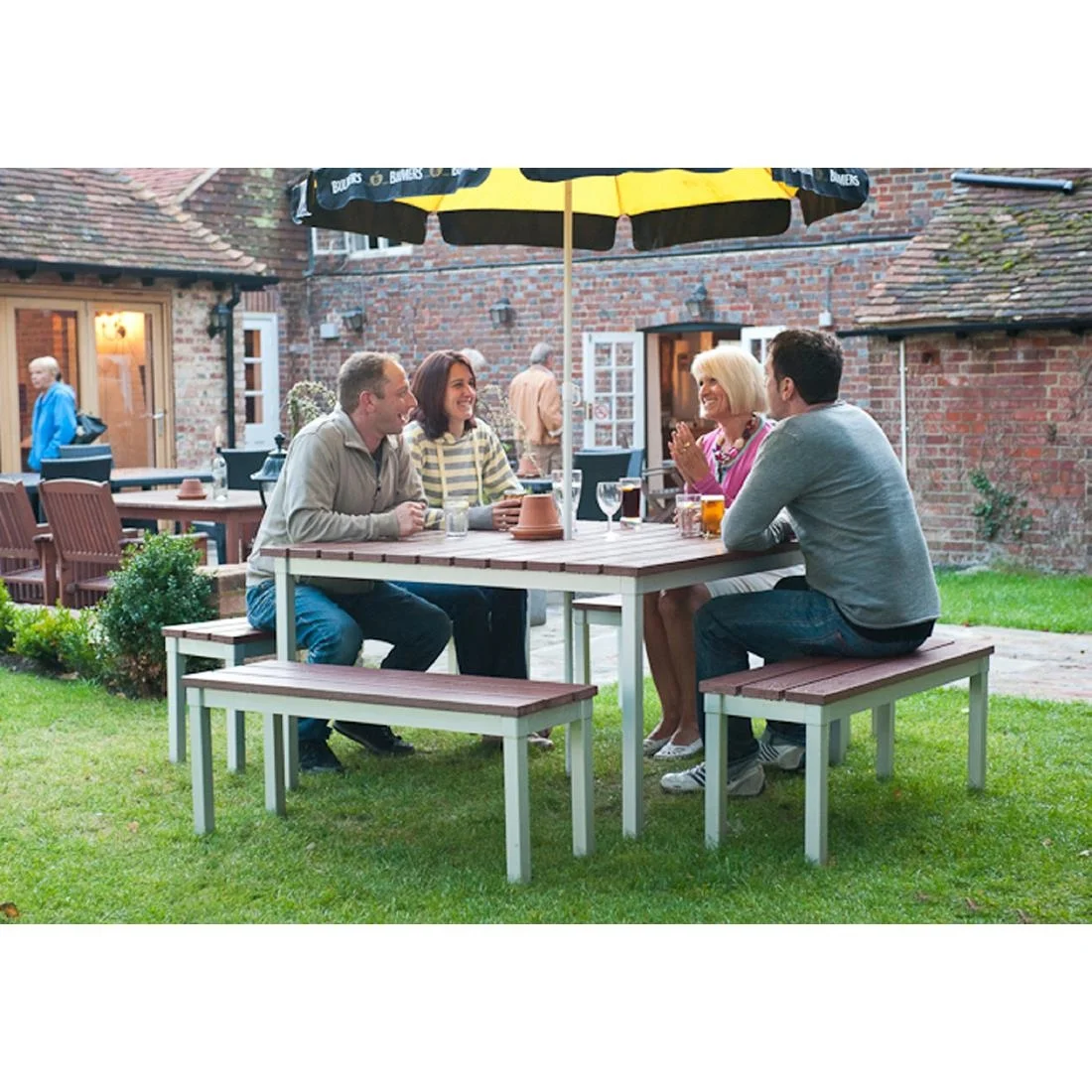 Enviro Square Outdoor Walnut Effect Faux Wood Table 1250mm - Image 5