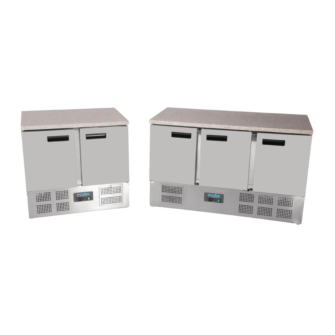 Polar Double Door Refrigerated Counter with Marble Work Top 240Ltr