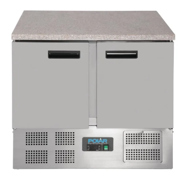 Polar Double Door Refrigerated Counter with Marble Work Top 240Ltr