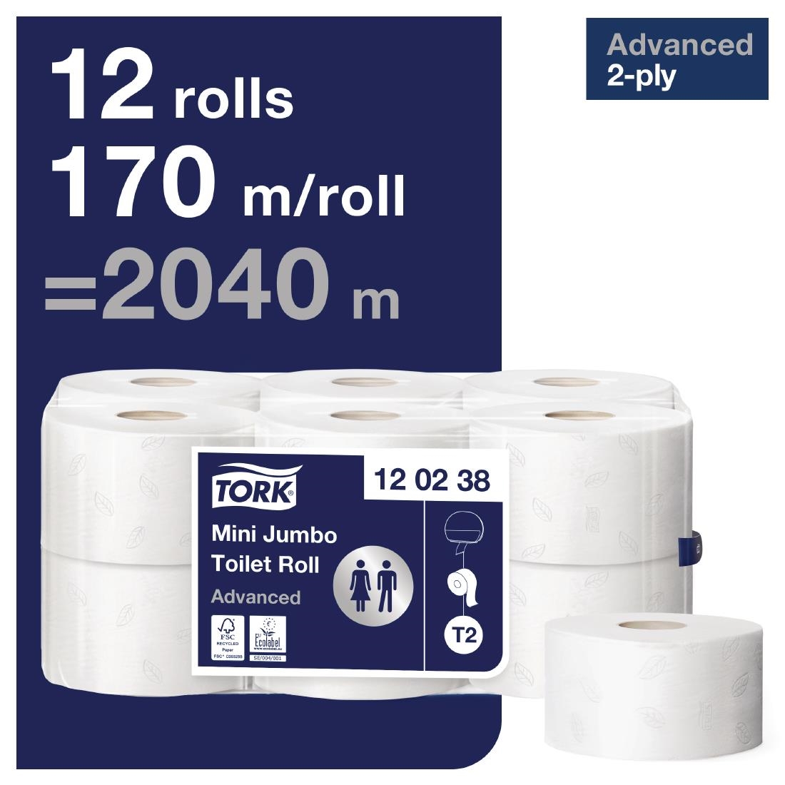 Tork Mini Jumbo Toilet Roll Refill 170m