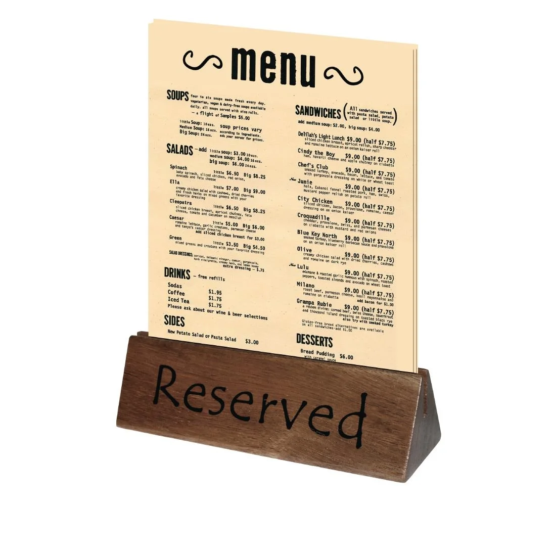 Olympia Acacia Menu Holder and Reserved Sign - Image 3