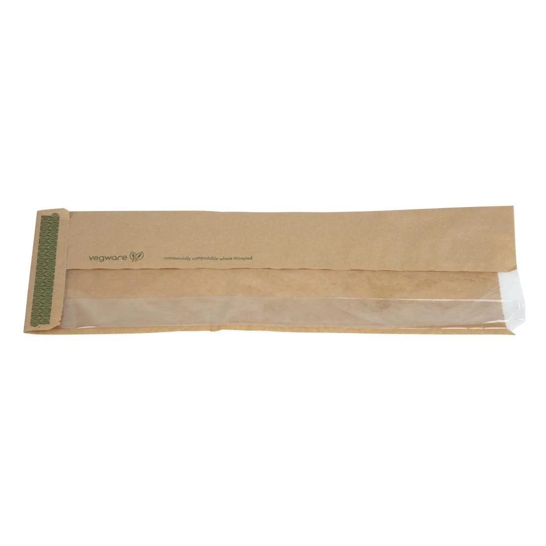 Vegware Compostable Kraft Baguette Bags With PLA Window (Pack of 1000) - Image 2