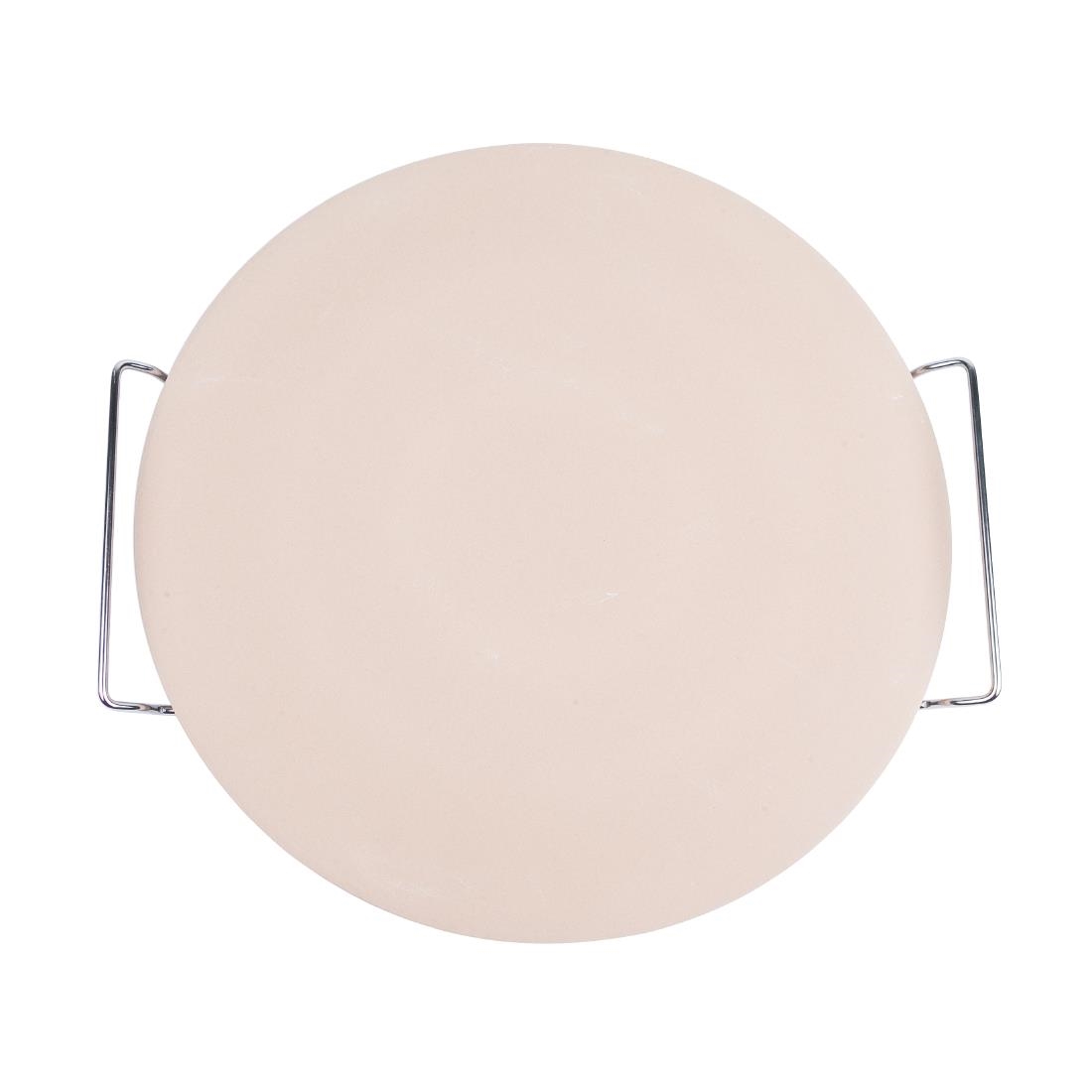 Round Pizza Stone with Metal Serving Rack