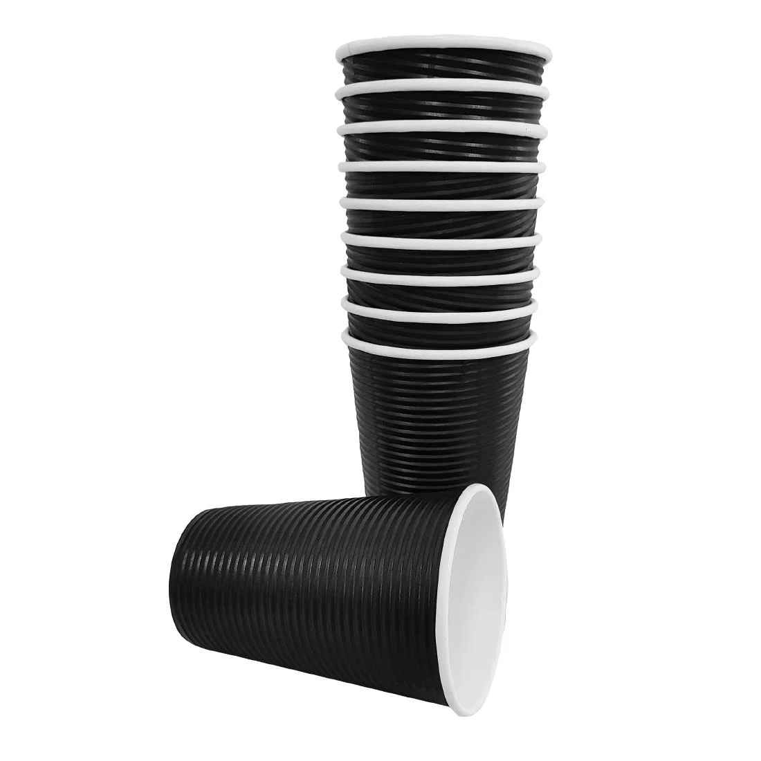 Fiesta Recyclable Ripple Wall Takeaway Coffee Cups Black 455ml / 16oz (Pack of 25) - Image 4