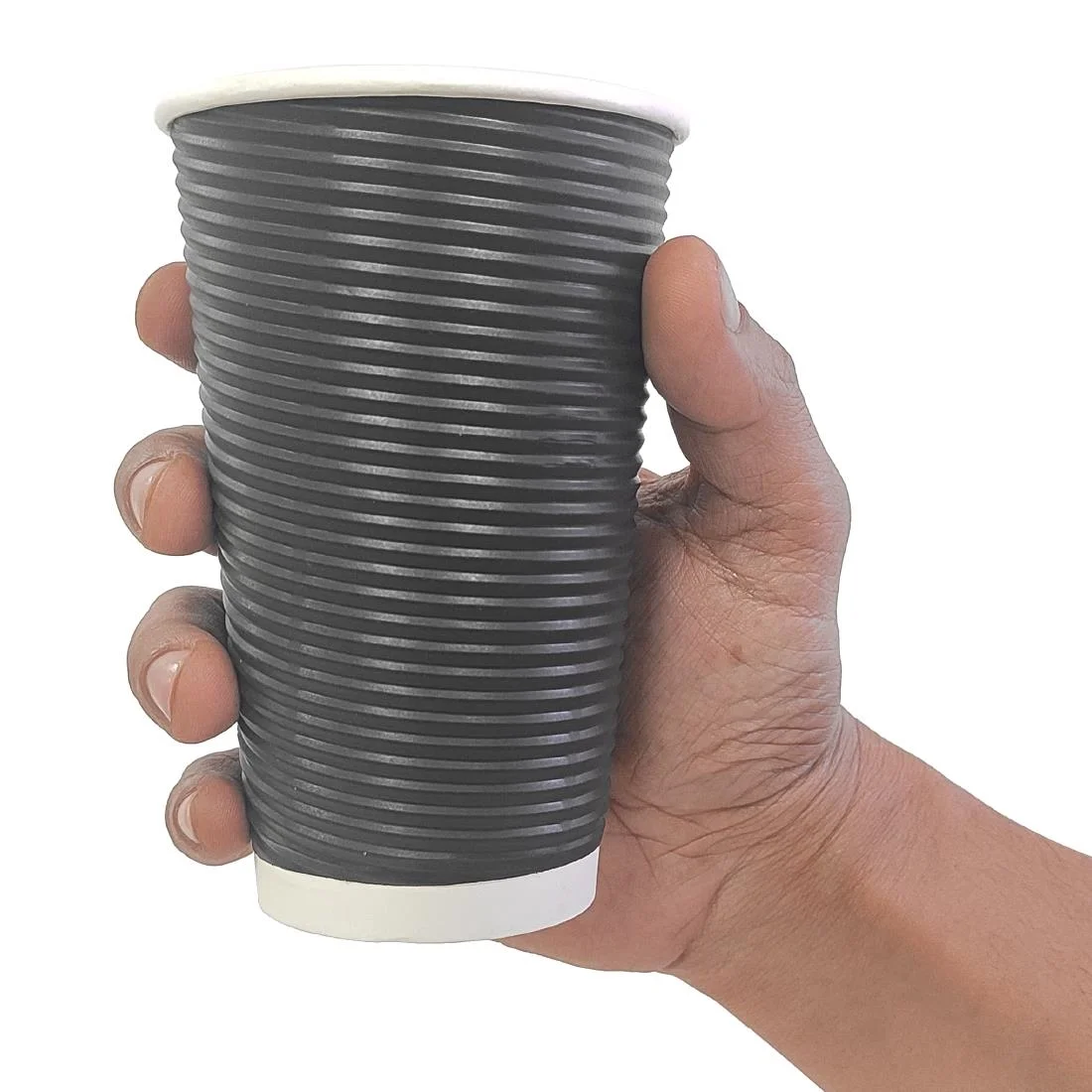 Fiesta Recyclable Ripple Wall Takeaway Coffee Cups Black 455ml / 16oz (Pack of 25) - Image 5