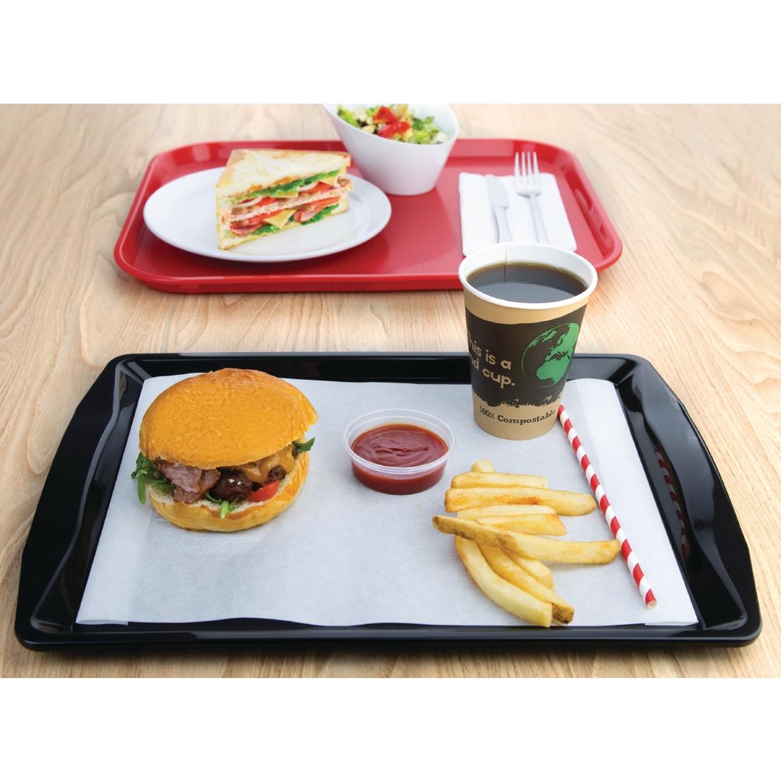 Kristallon Handled Fast Food Tray Black 420mm