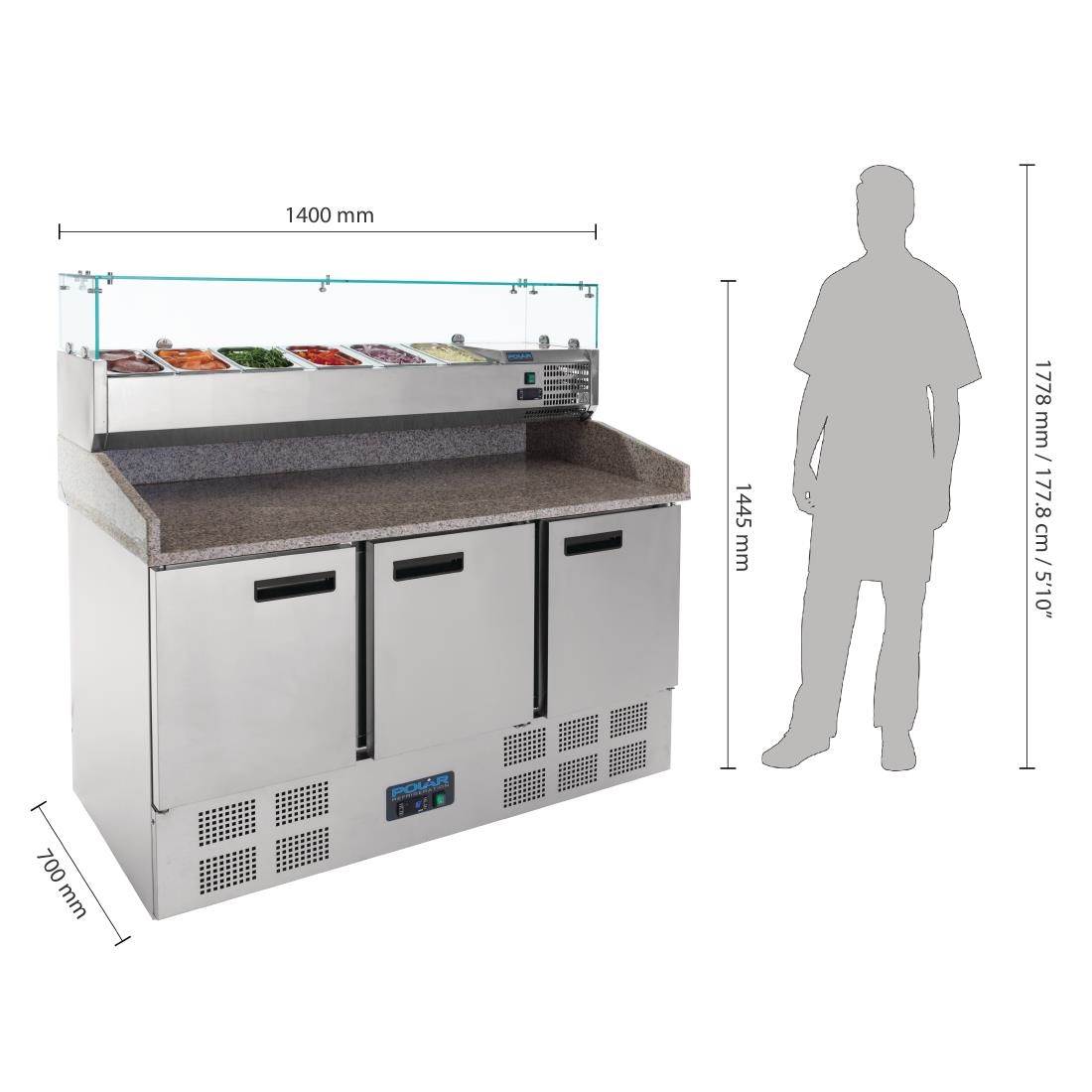 Polar Refrigerated Pizza and Salad Prep Counter 368Ltr