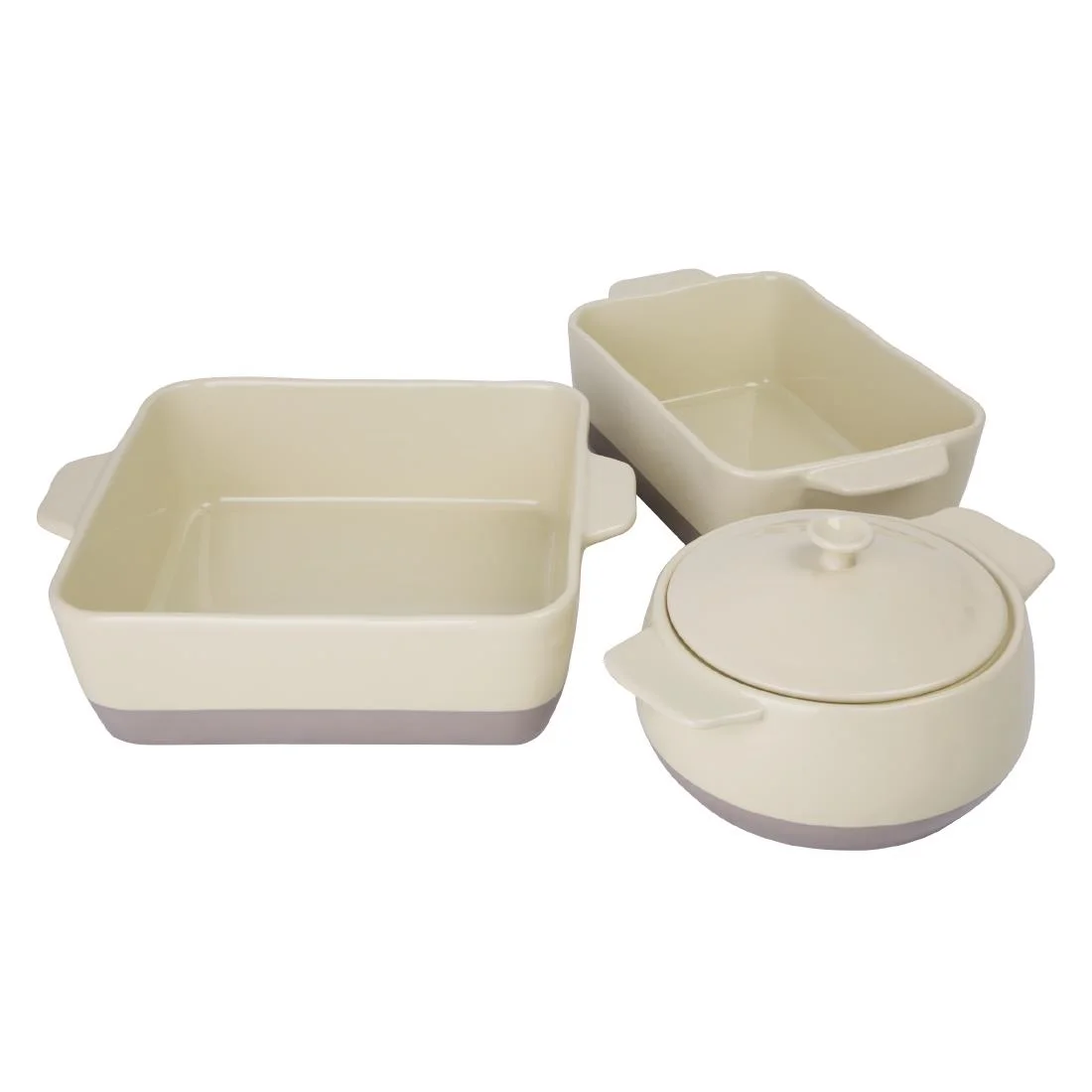 Olympia Cream And Taupe Ceramic Roasting Dish ⅓GN - Image 3